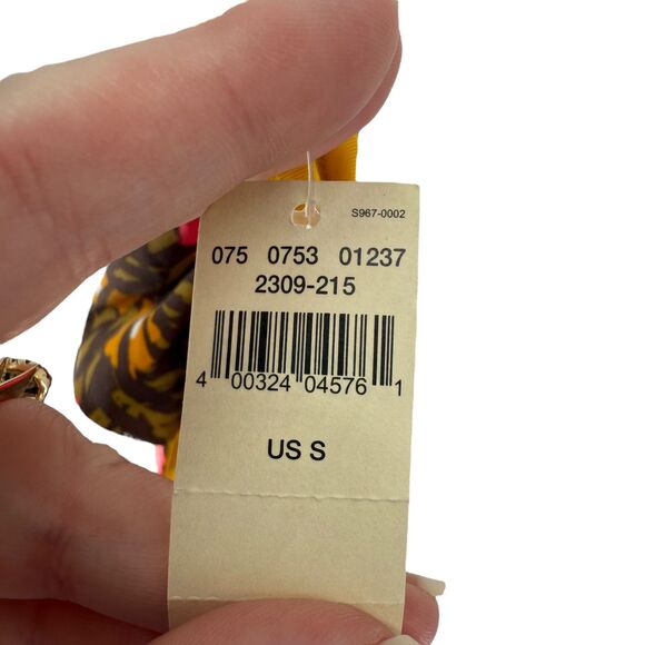 Aerie Bikini Top SMALL Scoop Retro Tropical Botanical Floral Green Pink Padded - Picture 8 of 12